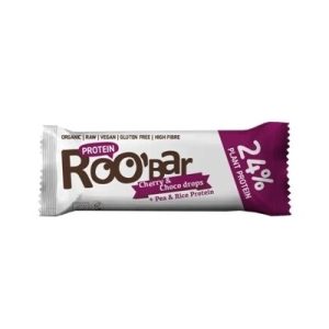 Baton proteic cu cirese si ciocolata bio 40g Roobar