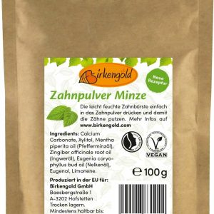 Pasta de dinti pudra cu menta 100g - refill Birkengold