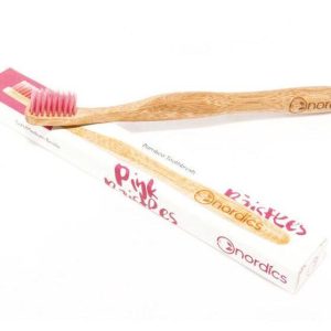 Periuta de dinti pentru adulti din bambus - roz Nordics