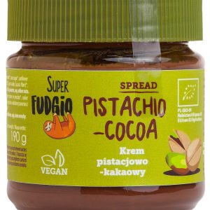 Crema tartinabila de ciocolata cu fistic si cacao bio 190g Super Fudgio