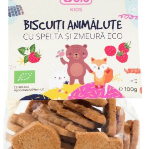Biscuiti animalute cu spelta si zmeura bio 100g Obio