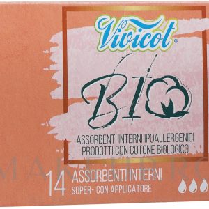 Tampoane cu aplicator din bumbac hipoalergenic ecologic 3 picaturi 14buc Vivicot