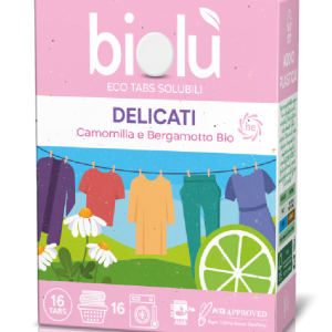 Tablete pentru masina de spalat rufe delicate cu musetel si bergamota ecologice 16 bucati 38g Biolu