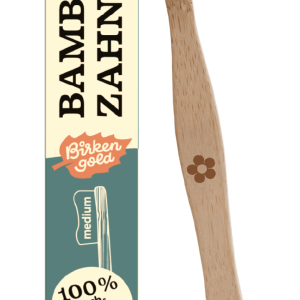 Periuta de dinti pentru adulti din bambus cu peri din ulei de ricin - medium Birkengold