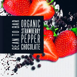 Ciocolata neagra cu capsuni si piper negru bio 100g Meybona