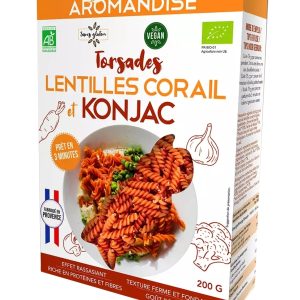Paste fusilli din linte coral si konjac bio 200g Aromandise