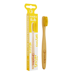 Periuta de dinti pentru copii din bambus +4 ani - galben Nordics