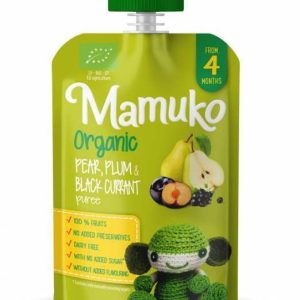 Piure de pere, prune si coacaze negre bio  4+ luni 100g Mamuko