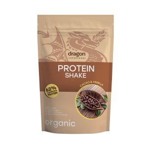 Shake proteic cacao si vanilie bio 500g Dragon Superfoods