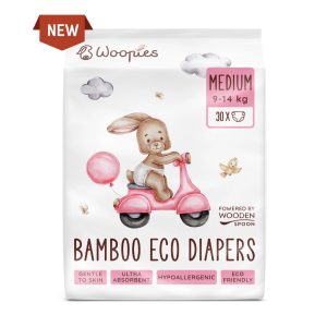 Scutece cu fibre de bambus marime m 9-14 kg ecologice 30buc Wooden Spoon