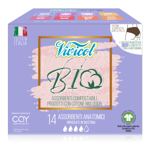 Absorbante de zi fara aripioare din bumbac compostabil 4 picaturi 14buc Vivicot